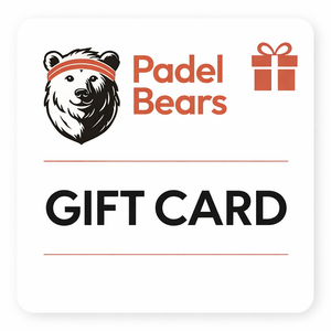 Padel Bears gift card with a bear logo and text on a white background