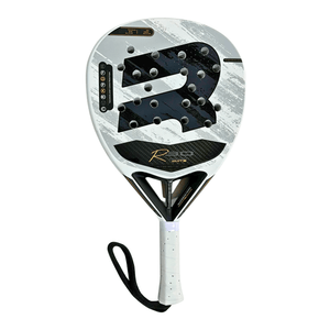 Royal Padel racket with white gold branding on a white background