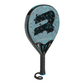 Royal Padel Annivsrsario pale blue and black Padel with with brand logo on a white background from side