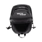 Black backpack with 'Royal Padel'  branding on a white background pictured open at top