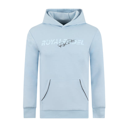 Light blue hoodie with Royal Padel branding on a white background