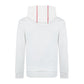 White Royal Paddle hoodie with red accents on hood a white background