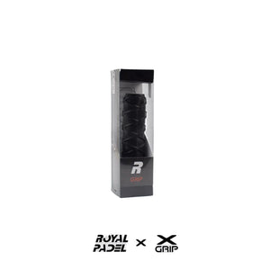 Black padel racket grip in packaging with Royal Padel branding on a white background