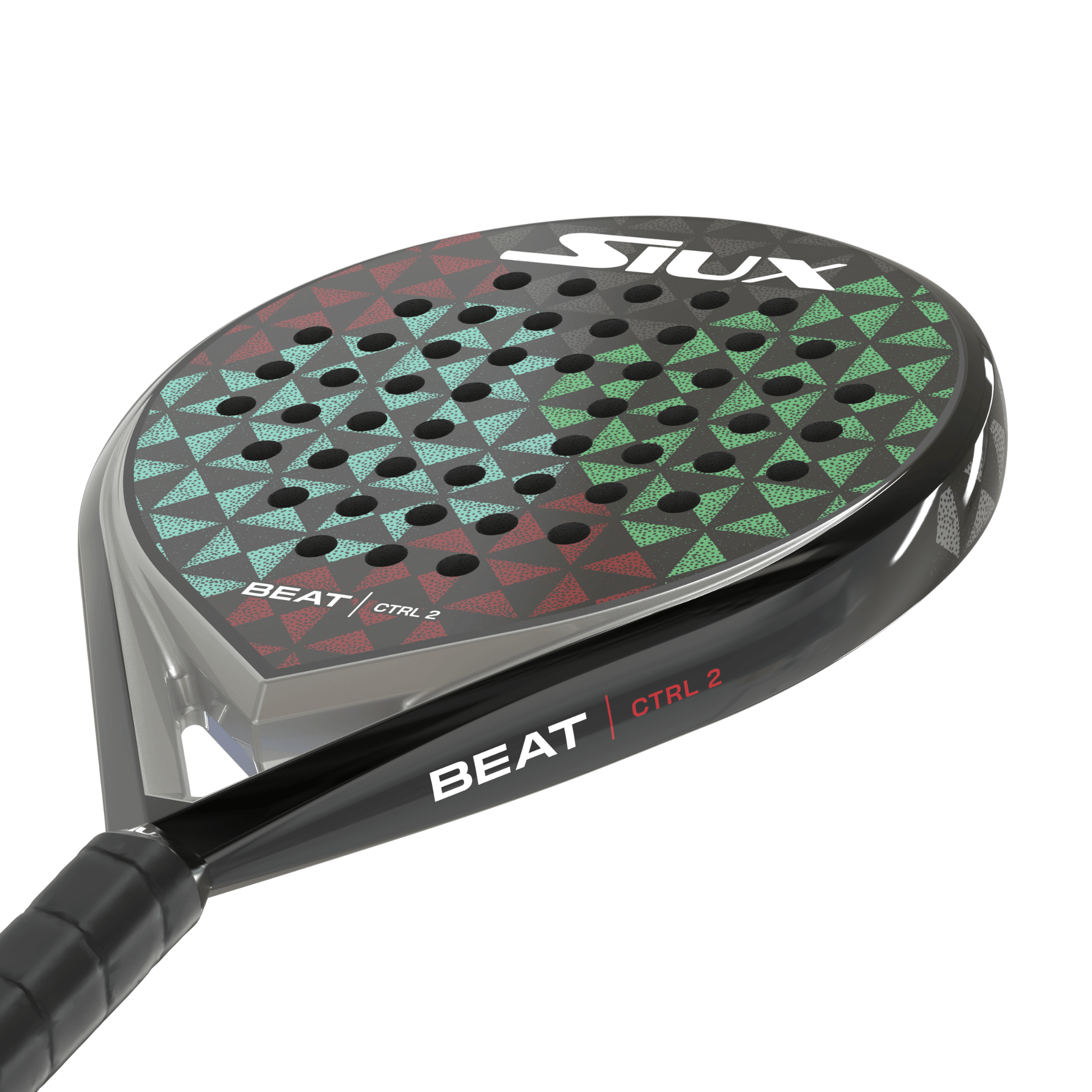 Siux Beat Control 2 padel racket with geometric pattern on a white background