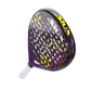 Purple Siux padel racket with a geometric face and white handle on a white background