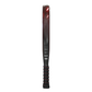The side of a red Siux Diablo Pro 4 padel racket on a white background.