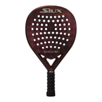 A red Siux Diablo Pro 4 padel racket on a white background.
