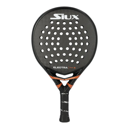 A black Siux padel tennis racket with bronze branding on a white background.