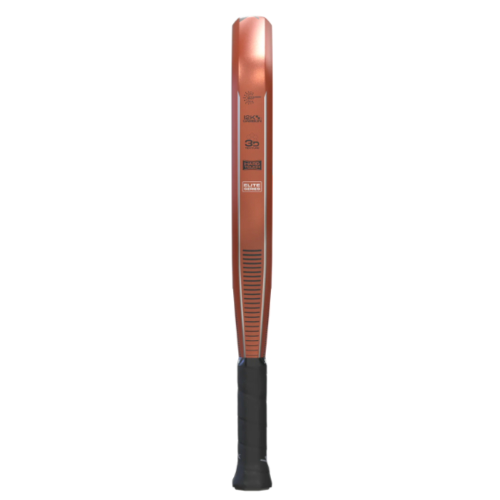 The side of a bronze Siux Fenix Elite Padel Racket on a white background.