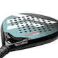 A blue and white Tecnifibre Curva padel racket.