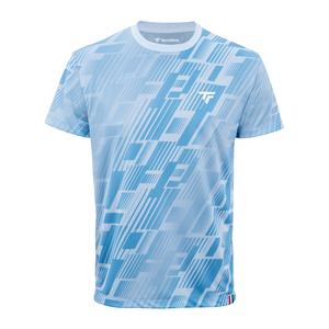 Blue patterned sports t-shirt on a white background
