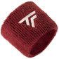 Maroon sports wristband with a logo on a white background