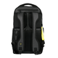 Grey sports backpack with yellow accents on a white background