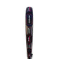 The side of a pink and black Royal Padel padel racket on a white background.