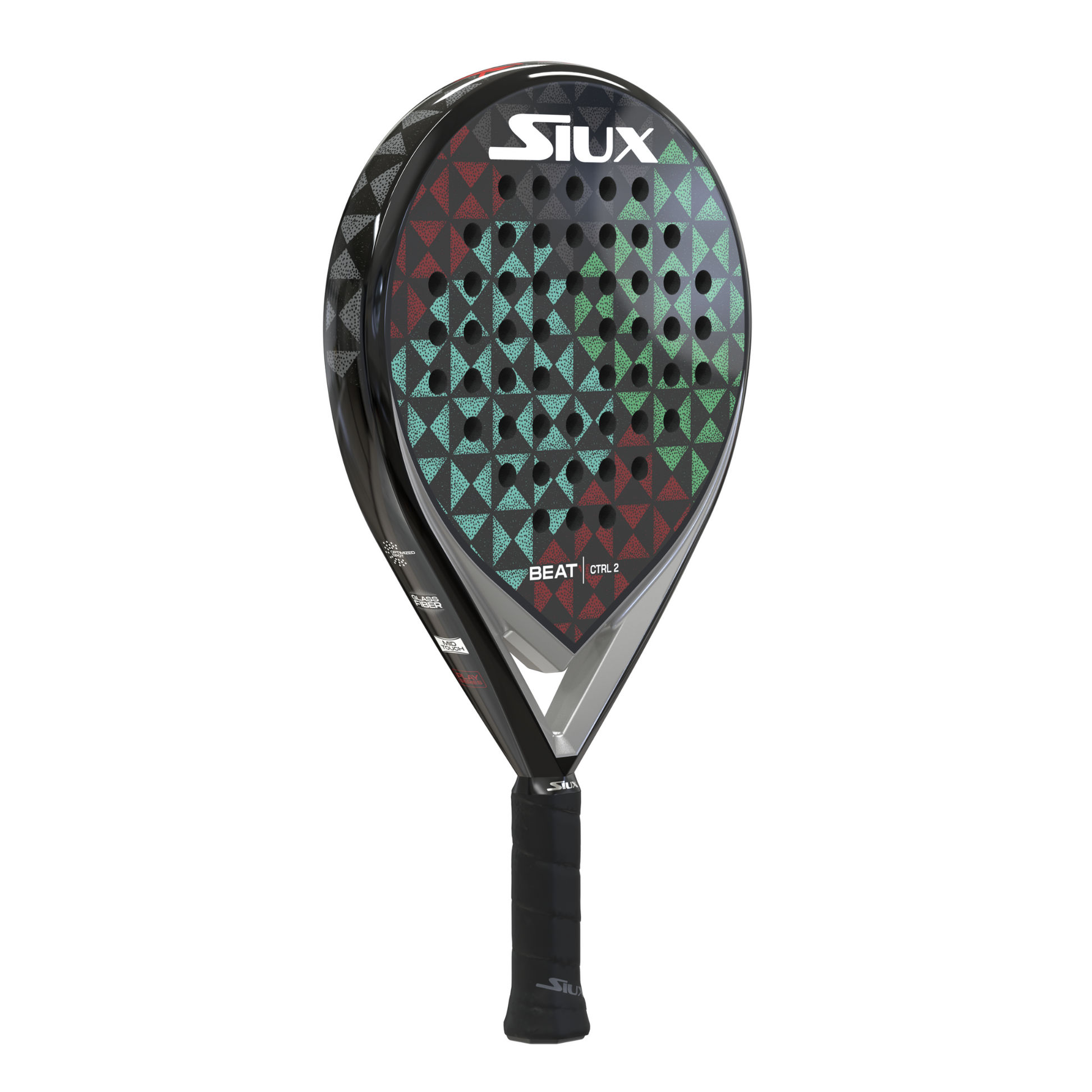 Siux BEAT CTRL 2 padel racket with geometric pattern on a white background